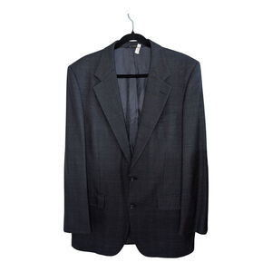 Burberry's Wool Sport Coat Dark Gray Subtly Plaid Blazer 44L Based on Sze Chart